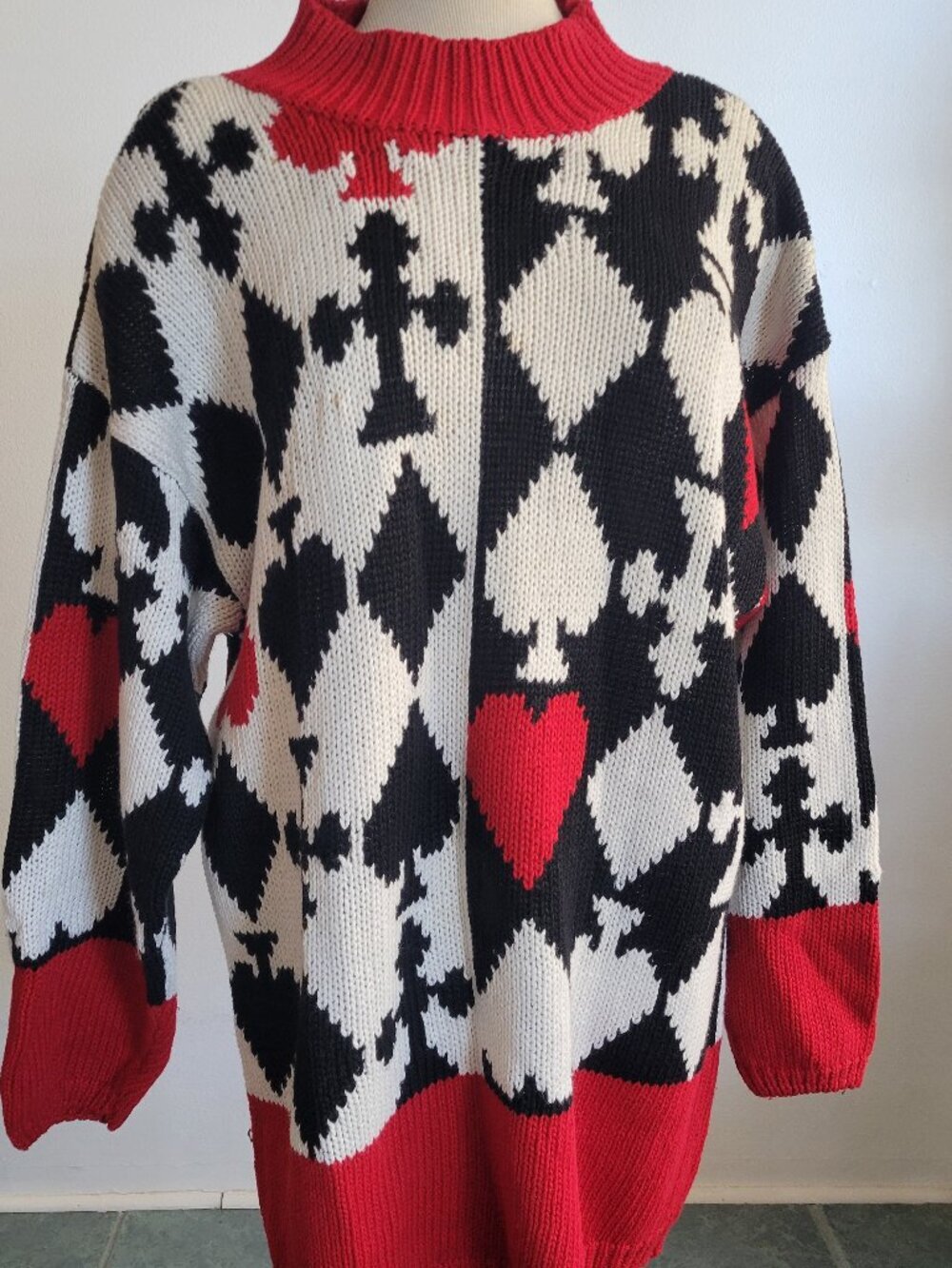 Clearance - Vintage Reed Hunter Traffic Jam Red & Black Argyle Sweater